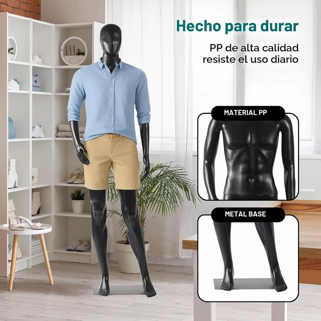 Alt view image 6 of 7 - SereneLife Maniquí masculino de 74 pulgadas con cabeza desmontable, manos y piernas, soporte ajustable, cabeza giratoria de 360 grados, montaje sin herramientas para exhibición de ropa, venta al por m