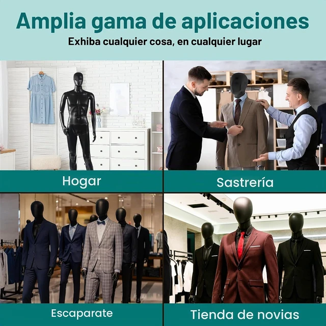 Alt view image 5 of 7 - SereneLife Maniquí masculino de 74 pulgadas con cabeza desmontable, manos y piernas, soporte ajustable, cabeza giratoria de 360 grados, montaje sin herramientas para exhibición de ropa, venta al por m