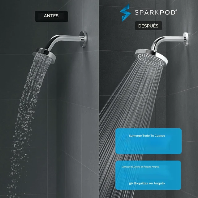 Alt view image 3 of 7 - SparkPod - Regadera, lluvia de alta presión, diseño de calidad prémium, instalación en 1 minuto, reemplazo ajustable fácil de limpiar para tu baño (cromo pulido de lujo, 6 pulgadas, redonda)
High Pres