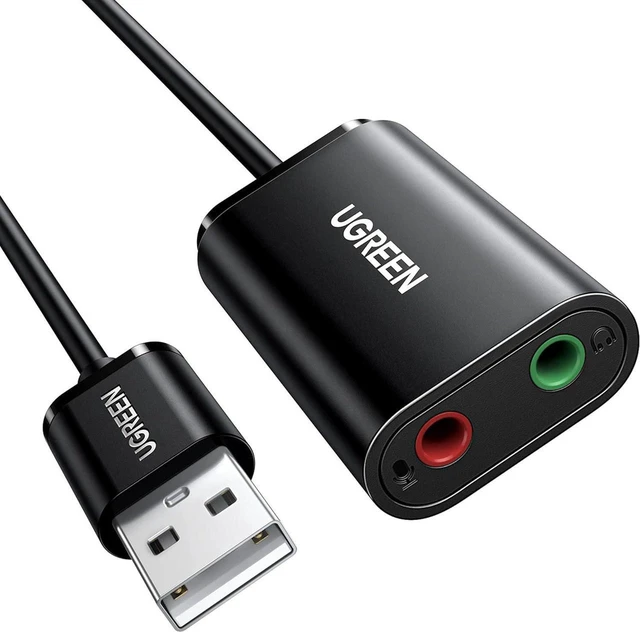 Main image of UGREEN USB to Audio Jack Sound Card Adapter with Dual TRS 3-Pole 3.5mm Headphone and Microphone USB to Aux 3.5mm External Audio Converter for Windows Mac Linux PC Laptops Desktops PS5 Switch 2