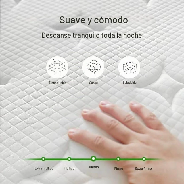 Alt view image 4 of 4 - Colchón tamaño Queen en una caja de 60 x 80 pulgadas, resorte de bolsillo suave de 10 pulgadas