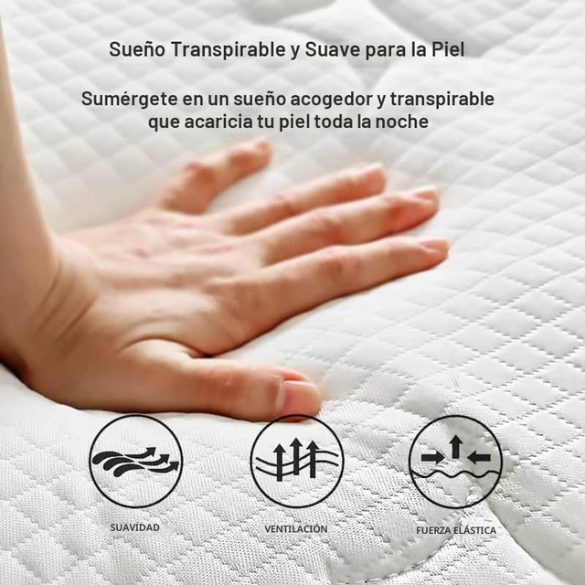 Alt view image 4 of 4 - Colchón tamaño Queen en una caja de 60 x 80 pulgadas, 10 pulgadas, resorte de bolsillo independiente, suave, cómodo, silencioso, funda de poliéster de apoyo