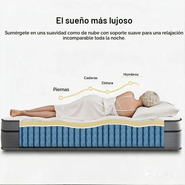 Alt view image 4 of 4 - Colchón tamaño Queen de 10 pulgadas en una caja, colchón de cama Queen con resortes ensanchados, suave y cómodo, colchón Queen de 60 x 80 pulgadas
