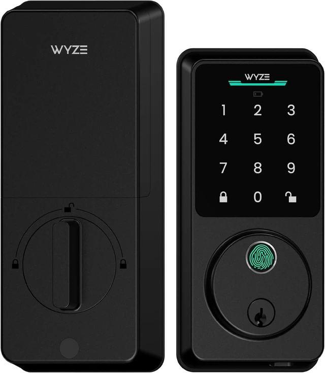 Main image of Wyze Auto-Lock Bolt v2, Fingerprint Keyless Entry Smart Lock, AI Learning Scanner with Wi-Fi Front Door Lock Deadbolt, Auto-Lock, 8 Months Battery, BHMA2, IP53, Anti-Peep Keypad, Backup Keys
