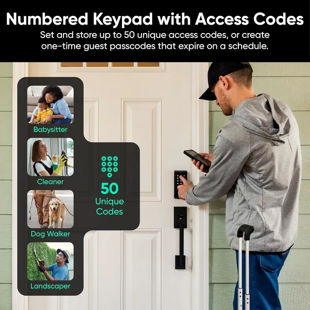 Alt view image 5 of 7 - Wyze Auto-Lock Bolt v2, Fingerprint Keyless Entry Smart Lock, AI Learning Scanner with Wi-Fi Front Door Lock Deadbolt, Auto-Lock, 8 Months Battery, BHMA2, IP53, Anti-Peep Keypad, Backup Keys