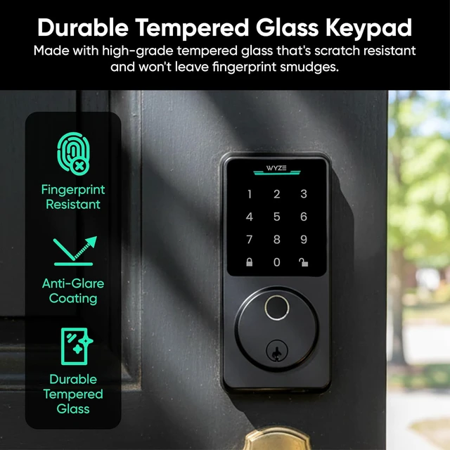 Alt view image 2 of 7 - Wyze Auto-Lock Bolt v2, Fingerprint Keyless Entry Smart Lock, AI Learning Scanner with Wi-Fi Front Door Lock Deadbolt, Auto-Lock, 8 Months Battery, BHMA2, IP53, Anti-Peep Keypad, Backup Keys