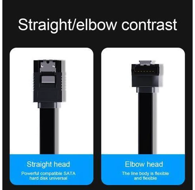 Alt view image 5 of 7 - 10pcs 40cm/15.74" SATA Cable 3.0 to Hard Disk Drive SSD HDD Sata 3 Straight Right-angle Cable for Asus Gigabyte Motherboard Cable Sata