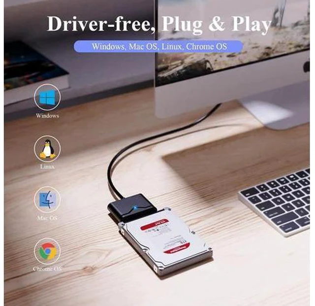 Alt view image 6 of 6 - 1.6ft USB3.0 to SATA? Hard Disk Driver Cable Adapter External SATA to USB A 5Gbps Adapter Cable Hard Disk Connector Converter for 2.5/3.5 inch HDD with Power Adapter