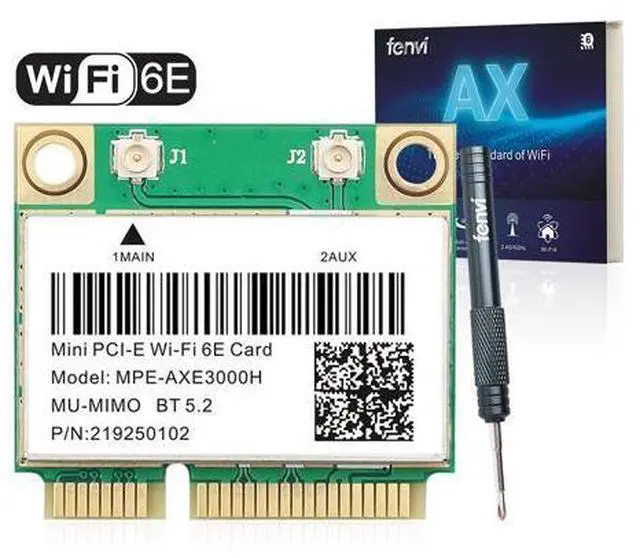 Main image of Fenvi Wi-Fi 6E MPE-AXE3000H Mini PCI-e Wifi Card 802.11AX Tri-Band 5400Mbps BT 5.2 WiFi6 Wireless Network for Laptop With AX210 Supports 6GHz/2.4G/5Ghz Wlan Adapter MU-MIMO,OFDMA,Windows 10/11 (64bit)