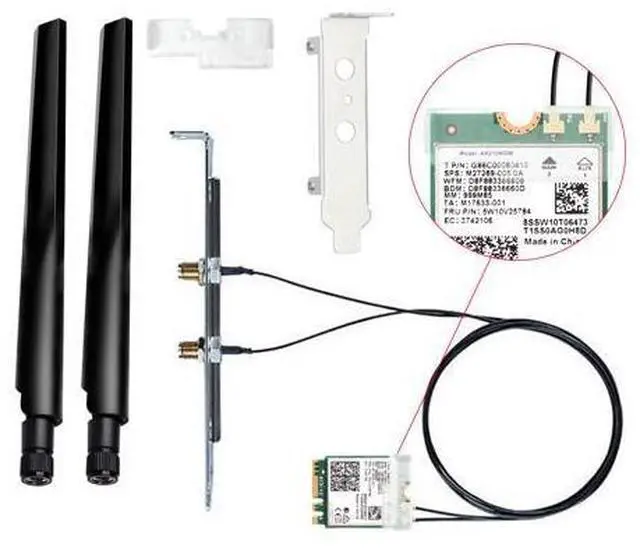 Main image of FV-AXE210NG Wi-Fi 6E Desktop Kit Wireless Adapter Bluetooth 5.2 + 3000Mbps 2.4Ghz 5Ghz 6Ghz M.2 2230 Key E With Intel AX210 AX210NGW 802.11ax/ac Support MU-MIMO OFDMA Windows 10/11 With 6Dbi Antenna