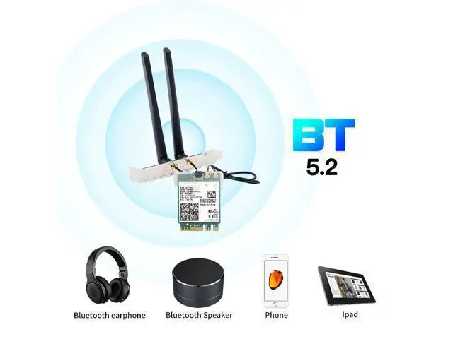 Alt view image 6 of 7 - FV-AXE210NG Wi-Fi 6E Desktop Kit Wireless Adapter Bluetooth 5.2 + 3000Mbps 2.4Ghz 5Ghz 6Ghz M.2 2230 Key E With Intel AX210 AX210NGW 802.11ax/ac Support MU-MIMO OFDMA Windows 10/11 With 6Dbi Antenna