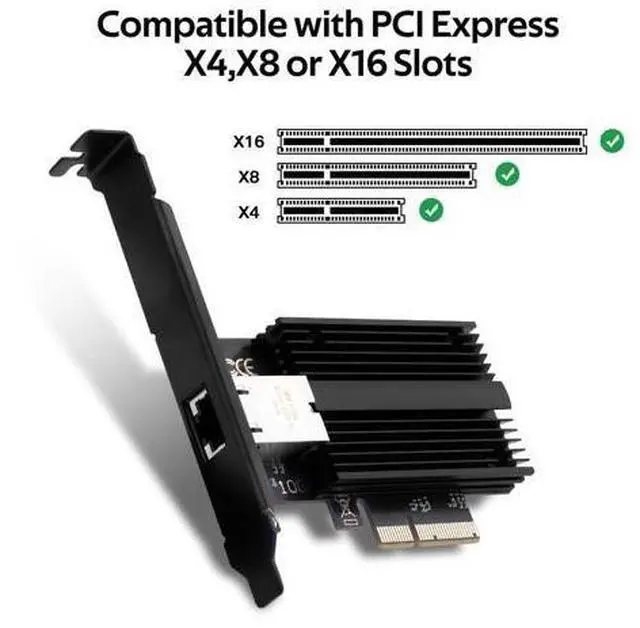 Alt view image 2 of 7 - DERAPID 10G Base-T PCI-e Network Card AQC113 Controller 10Gb Ethernet Adapter PCI-E X4 X8 X16 to RJ45 Port NIC Card for Gaming Offfice,Compatible with Windows10/11/Windows Server/Linux