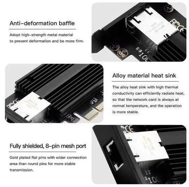 Alt view image 5 of 7 - DERAPID 10G Base-T PCI-e Network Card AQC113 Controller 10Gb Ethernet Adapter PCI-E X4 X8 X16 to RJ45 Port NIC Card for Gaming Offfice,Compatible with Windows10/11/Windows Server/Linux