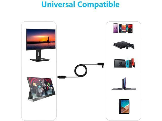 Alt view image 6 of 7 - USB C Video Cable Right Angle 10ft/3M, 4K UHD with Audio Support 100W PD Fast Charge and Data Syncing at Gen2 10Gbps High Speed Compatible for USB C iPad Pro, MacBook Pro, iMac, Surface Pro and More