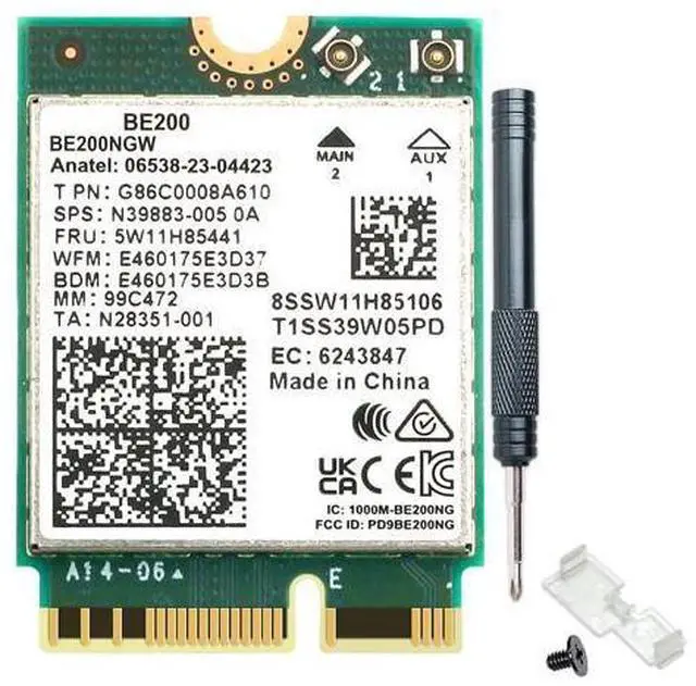 Main image of DERAPID Wi-Fi 7 BE200 NGFF M.2 Key E Wireless Network Card with Bluetooth 5.4 Adapter for PC Windows 11/10 , Not Support AMD Motherboard