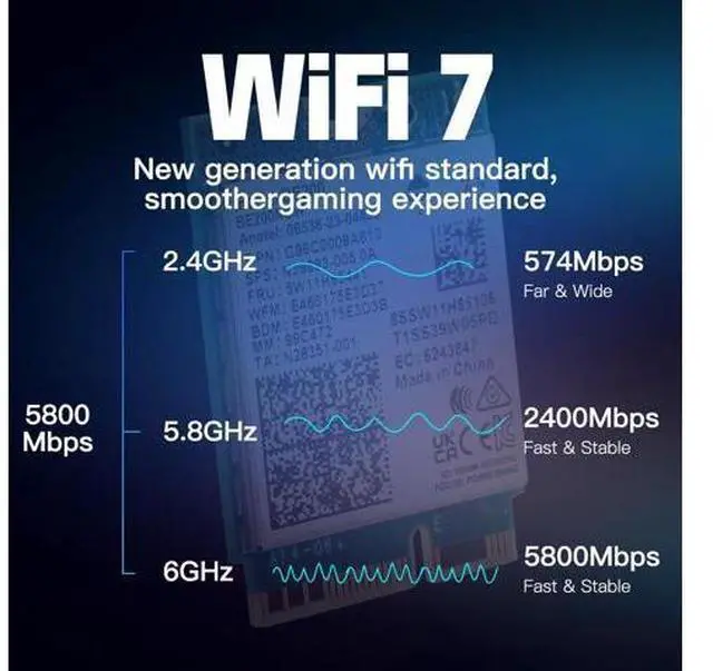 Alt view image 2 of 7 - DERAPID Wi-Fi 7 BE200 NGFF M.2 Key E Wireless Network Card with Bluetooth 5.4 Adapter for PC Windows 11/10 , Not Support AMD Motherboard