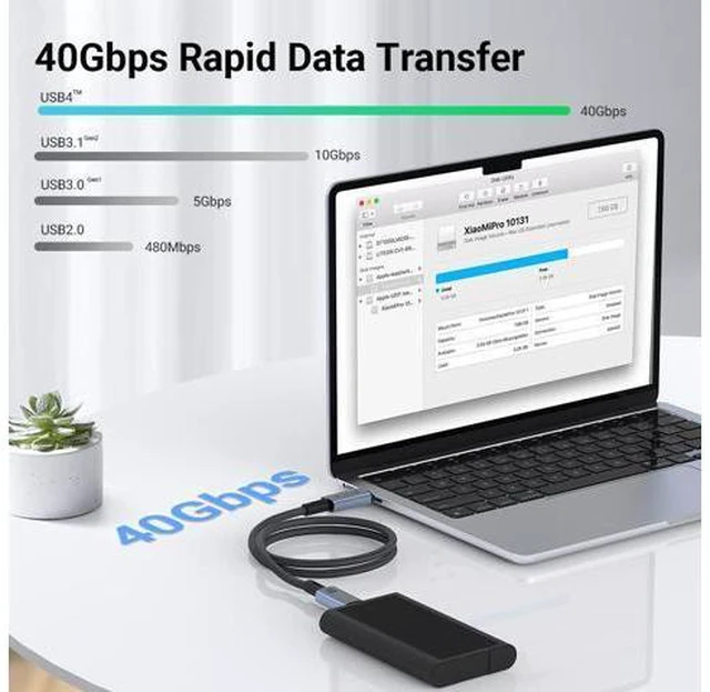 Alt view image 4 of 7 - AUBEAMTO 40Gbps Thunderbolt 4 USB4 Cable 1.5ft, USB C Thunderbolt 4 Cable with 8K Video and 240W Charging, USB 4 Thunderbolt Cable Compatible with USB4, Thunderbolt 3 Cable Hub Docking Steam Deck