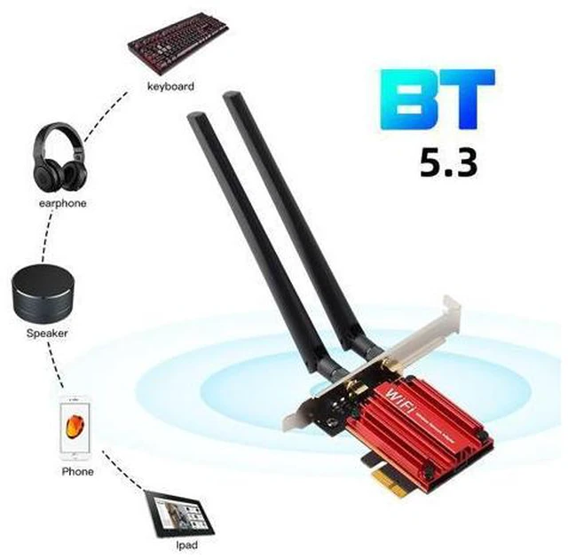 Alt view image 3 of 7 - DERAPID PCIe WiFi 6E Card, AX210 Network Card Adapter for PC Gaming, Bluetooth 5.3, Tri-Band (802.11ax) 5400Mbps 6GHz Wireless LAN Cards with MU-MIMO, OFDMA, Support Windows 10/11 (64-bit)