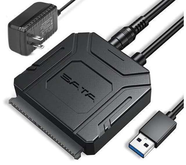 Main image of SATA III to USB 3.0 Adapter, USB to SATA Adapter Cable for 2.5"/3.5" HDD/SSD SATA I/II/III Hard Drive Adapter, Support UASP, with External Power Supply 12V 2A