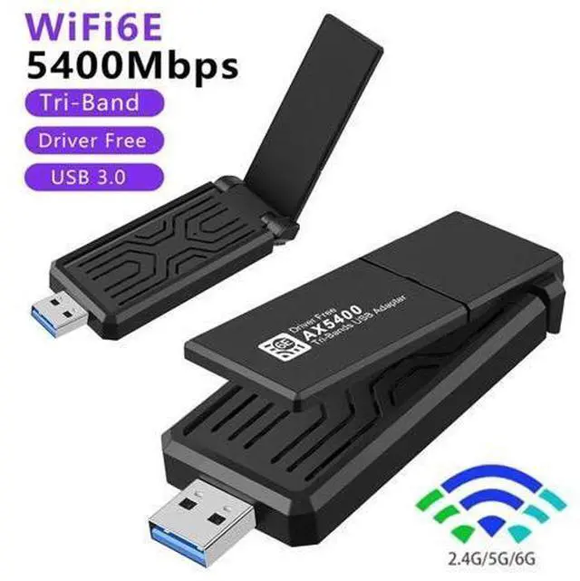 Main image of WiFi 6E Wireless Adapter, USB 3.0 WiFi Adapter for PC, AX5400M 802.11AX, Tri-Band 6GHz/5GHz/2.4GHz, WPA3, Wireless USB WiFi Dongle Network Adapter for PC Laptop, Only Compatible with Windows 11/10