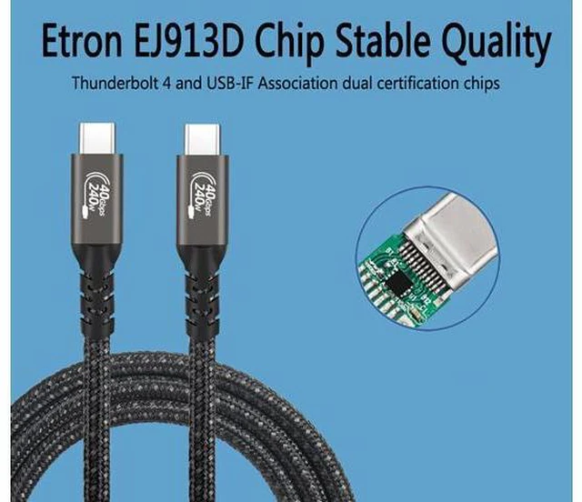 Alt view image 3 of 7 - 240W USB4 Cable 4.92FT, 8K PD3.1 USB Type C Fast Charging Cable, Support 8K/6K@60Hz & 40Gbps Transfer USB 4.0 Video Cord for Thunderbolt 3/4, MacBook Pro/Air, Samsung S22, eGPU, Docking, GaN Charger