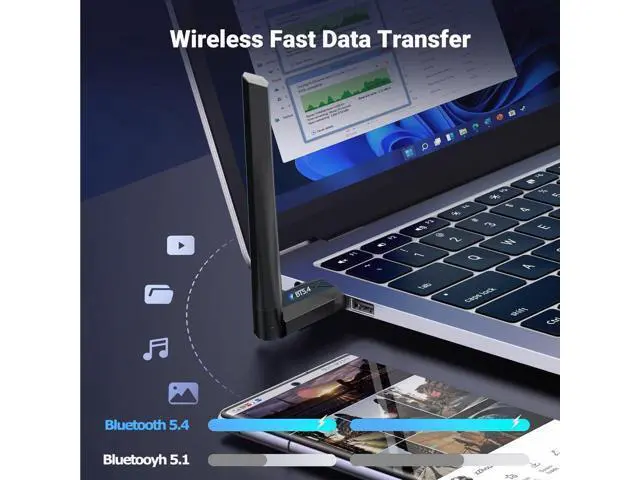 Alt view image 7 of 7 - IHDAPP USB Bluetooth Adapter 5.4 for PC, 150M Long Distance Bluetooth Wireless Adapter, USB Bluetooth Dongle 5.4 EDR Adapter for Desktop Laptop PC Plug & Play Compatible with Windows 11/10/8.1 (Black)