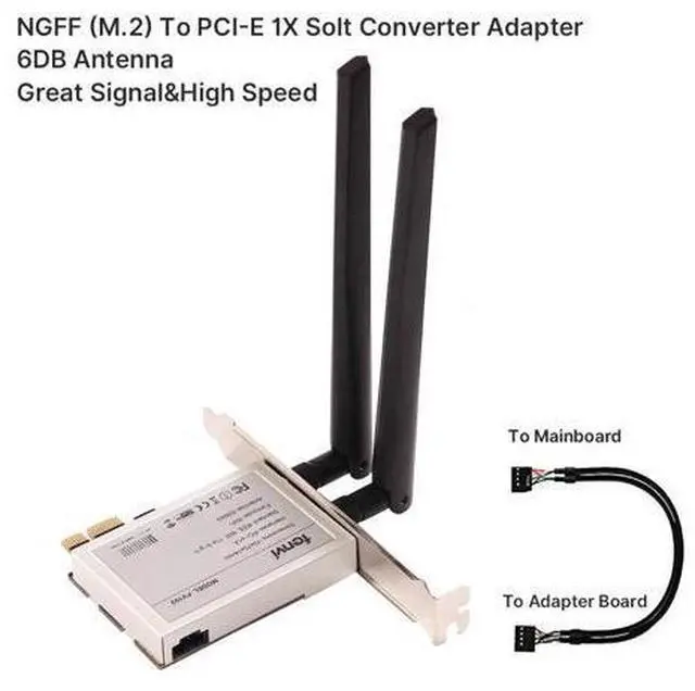 Alt view image 2 of 6 - DERAPID FV-102 NGFF M.2 2230 Key A+E to Desktop PCI-E Wireless Adapter Converter for M.2 wifi Bluetooth Adapter Comptible with wifi 6E AX210 wifi 6 AX200 9260 8265 MT7921K PCI-e X1 X4 X8 X16 wifi Card