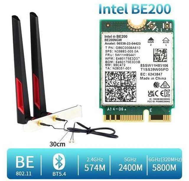 Alt view image 5 of 6 - DERAPID BE200NG Wi-Fi 7 Desktop Kit 8774Mbps (6G+5G+2.4G) with Bluetooth 5.4, 802.11 be200 M.2 WiFi Card Tri-Band Wireless Network Adapter for PC, Supports Windows 11, 10 (64bit) only.