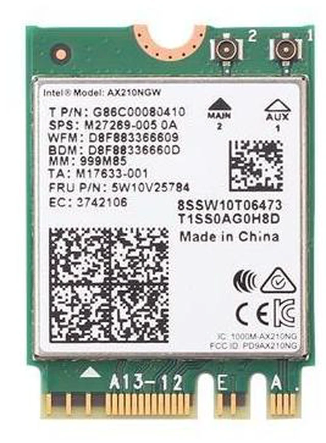 Main image of 3000Mbps WiFi 6E Intel AX210 Bluetooth 5.2 WiFi 6 Card 802.11ac/ax 2.4G/5Ghz/6Ghz M.2 2230 Key E With IPEX4 Antennas Wireless AX210NGW WiFi Adapter, Support Windows 10 Linux For Laptop Desktop PC