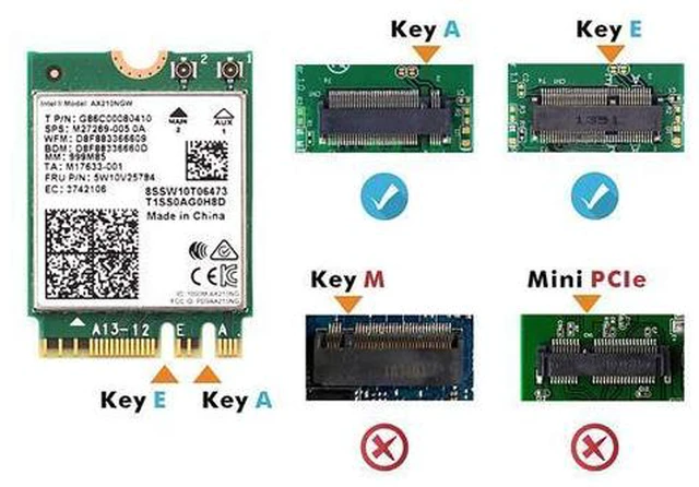 Alt view image 5 of 7 - 3000Mbps WiFi 6E Intel AX210 Bluetooth 5.2 WiFi 6 Card 802.11ac/ax 2.4G/5Ghz/6Ghz M.2 2230 Key E With IPEX4 Antennas Wireless AX210NGW WiFi Adapter, Support Windows 10 Linux For Laptop Desktop PC
