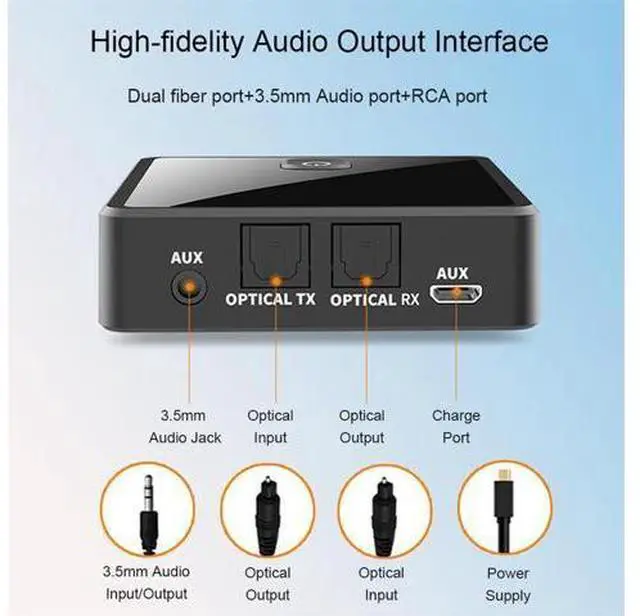 Alt view image 4 of 7 - Bluetooth 5.0 Transmitter Receiver Wireless Adapter Low Latency 3.5mm AUX Jack Optical SPDIF Audio Adapter For PC TV Car Speaker
