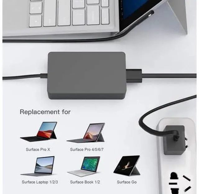 Alt view image 2 of 7 - Surface Book Charger, AYNEFF 15V 4A 65W Surface Pro 7 Power Supply Compatible with Microsoft Surface Book Surface Laptop Surface Pro 7 Pro 6 Pro 4 Pro X, Surface Go, 5.9ft DC Cable with USB 5V 1A