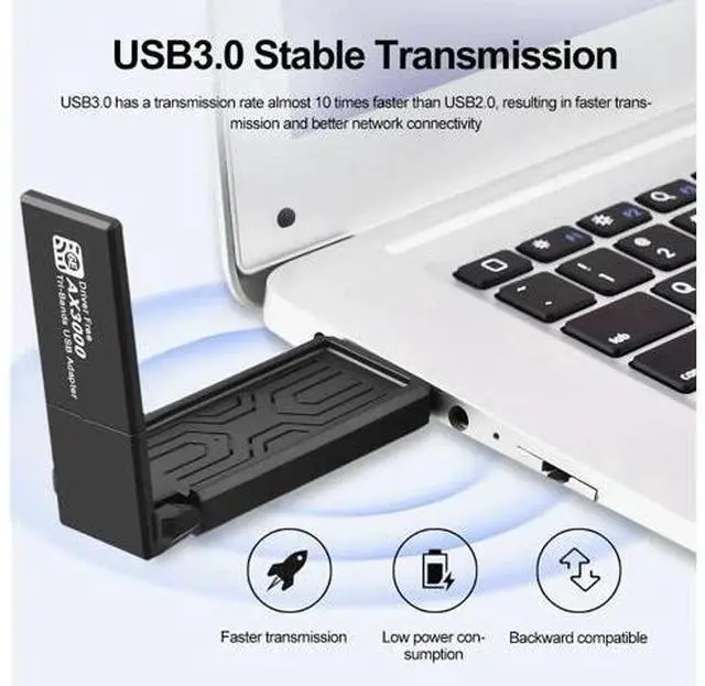 Alt view image 2 of 5 - USB3.0 Triple Band 5400Mbps Esports Wireless Network Card Drive Free Desktop Computer WiFi6E Wireless Network Card Receiver Windows 10/11 Only