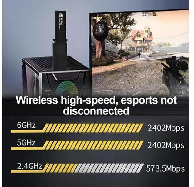 Alt view image 4 of 5 - USB3.0 Triple Band 5400Mbps Esports Wireless Network Card Drive Free Desktop Computer WiFi6E Wireless Network Card Receiver Windows 10/11 Only