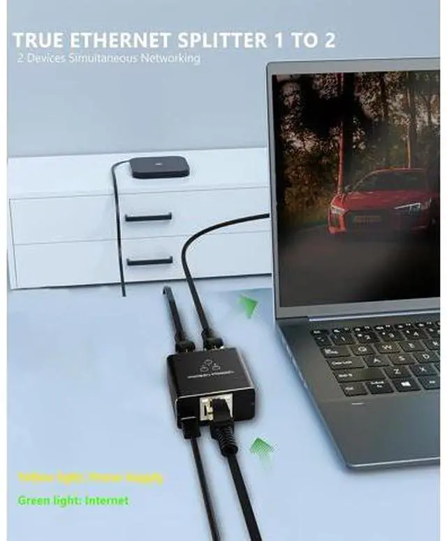 Alt view image 2 of 7 - Ethernet Splitter,AUBEAMTO Gigabit RJ45 Ethernet Splitter 1 to 2, 1000Mbps Network Extension Connector with USB Cable , 8P8C Extender Plug for Cat5/5e/6/7/8 Cable (2 Devices Simultaneous Networking)