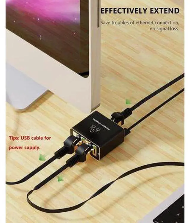 Alt view image 3 of 7 - Ethernet Splitter,AUBEAMTO Gigabit RJ45 Ethernet Splitter 1 to 2, 1000Mbps Network Extension Connector with USB Cable , 8P8C Extender Plug for Cat5/5e/6/7/8 Cable (2 Devices Simultaneous Networking)