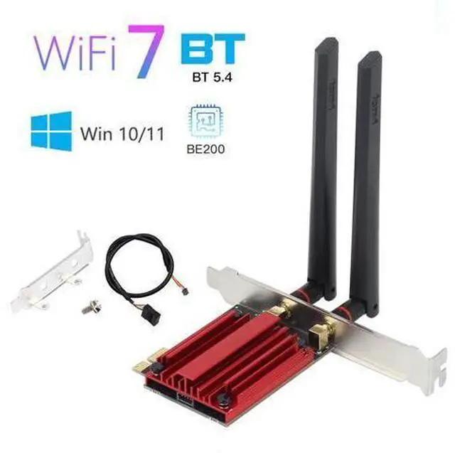 Main image of DERAPID FV-BE200 WiFi 7 PCIe Network Card Bluetooth 5.4 Heat Sink 802.11be Tri-band 2.4G/5G/6G PCI-E Wireless WiFi Network Adapter Cards for Desktop Windows 10/11 (Not Support for AMD Motherboard)