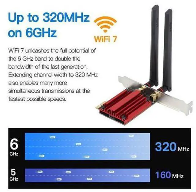 Alt view image 3 of 7 - DERAPID FV-BE200 WiFi 7 PCIe Network Card Bluetooth 5.4 Heat Sink 802.11be Tri-band 2.4G/5G/6G PCI-E Wireless WiFi Network Adapter Cards for Desktop Windows 10/11 (Not Support for AMD Motherboard)