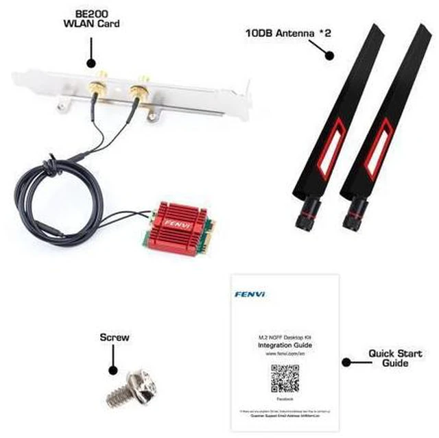 Alt view image 7 of 7 - Fenvi WiFi 7 BE200 Tri-Band 802.11be M.2 Desktop Wireless Adapter Bluetooth 5.4, 4K QAM, 6G 320MHz,With Intel BE200NGW 8774Mbps NGFF Wi-Fi 7 Wireless Network Wlan Antenna Adapter For PC Windows 11/10
