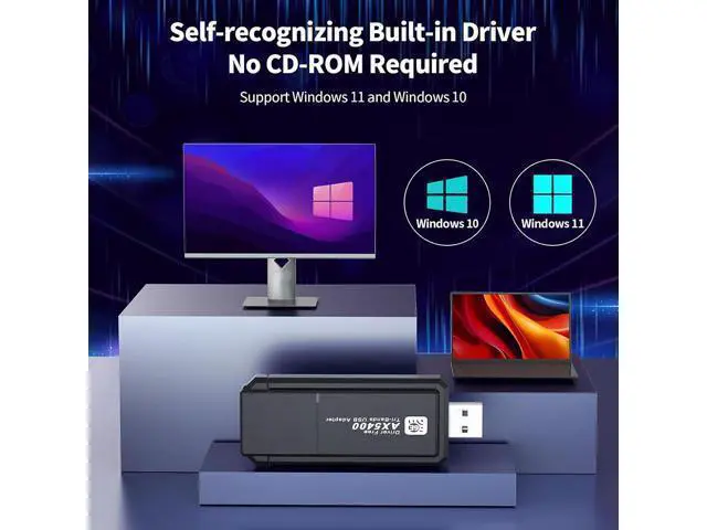 Alt view image 6 of 7 - WiFi 6E Wireless Adapter, USB 3.0 WiFi Adapter for PC, AX5400M 802.11AX, Tri-Band 6GHz/5GHz/2.4GHz, WPA3, Wireless USB WiFi Dongle Network Adapter for PC Laptop, Only Compatible with Windows 11/10