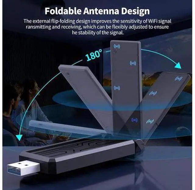 Alt view image 5 of 7 - WiFi 6E Wireless Adapter, USB 3.0 WiFi Adapter for PC, AX5400M 802.11AX, Tri-Band 6GHz/5GHz/2.4GHz, WPA3, Wireless USB WiFi Dongle Network Adapter for PC Laptop, Only Compatible with Windows 11/10