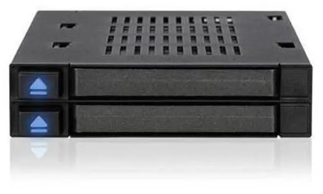 Alt view image 2 of 7 - Icy Dock MB522SP-B | Dual 2X 2.5 SSD & HDD Dock Tool-Less Hot-Swap SATA / SAS Mobile Rack Enclosure for 3.5 Bay | flexiDock Series