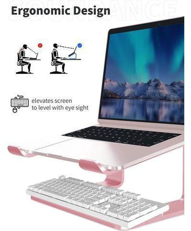Alt view image 3 of 7 - Laptop Stand, Ergonomic Aluminum Laptop Mount Computer Stand for Desk, Detachable Laptop Riser Notebook Stand Compatible with MacBook Air Pro, Dell XPS, More 10-16" Laptops