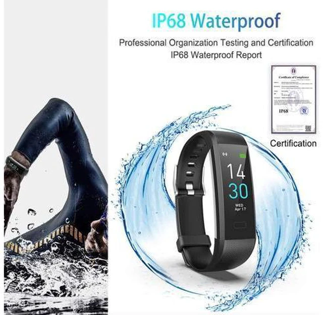 Alt view image 3 of 7 - Fitness Tracker HR, with Blood Pressure Heart Rate Monitor, Pedometer, Sleep Monitor, Calorie Counter, Vibrating Alarm, Clock IP68 Waterproof for Women Men