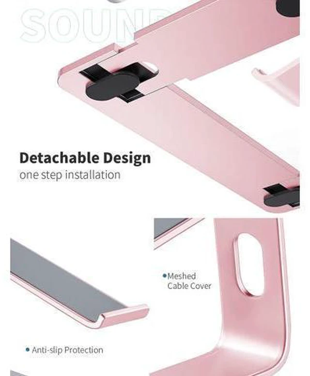 Alt view image 5 of 7 - Laptop Stand, Ergonomic Aluminum Laptop Mount Computer Stand for Desk, Detachable Laptop Riser Notebook Stand Compatible with MacBook Air Pro, Dell XPS, More 10-16" Laptops