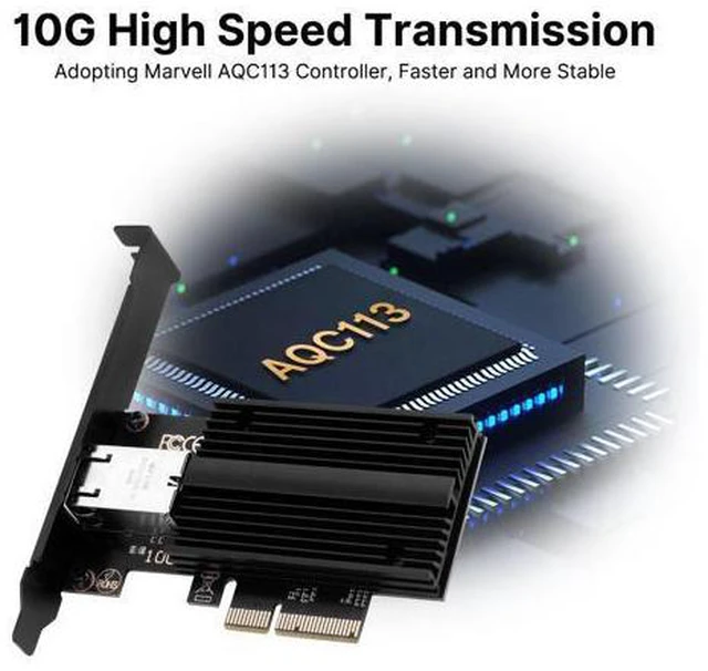 Alt view image 2 of 6 - Fenvi 10G Base-T PCI-e Network Card Marvell AQC113C, 10Gbps RJ45 Port NIC Card with Standard & Low-Profile Brackets, Support Windows10/11/Server