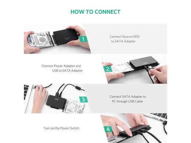 Alt view image 3 of 7 - USB 3.0 to IDE and SATA Converter External Hard Drive Adapter Kit for Universal 2.5/3.5 HDD/SSD Hard Drive Disk, One Touch Backup Function, Included 12V/2A Power Adapter