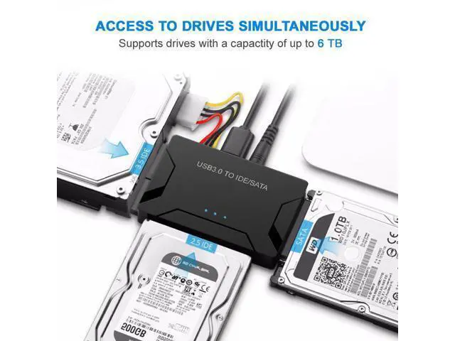 Alt view image 4 of 7 - USB 3.0 to IDE and SATA Converter External Hard Drive Adapter Kit for Universal 2.5/3.5 HDD/SSD Hard Drive Disk, One Touch Backup Function, Included 12V/2A Power Adapter