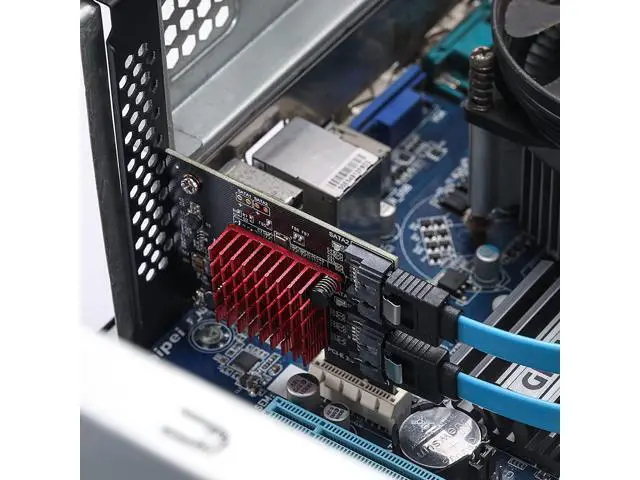 Alt view image 6 of 7 - 2 SATA expansion card, PCI-E 3.0 GEN3 JMICRON + JMB582 chip, 6Gbit/s expansion adapter card with thin bracket