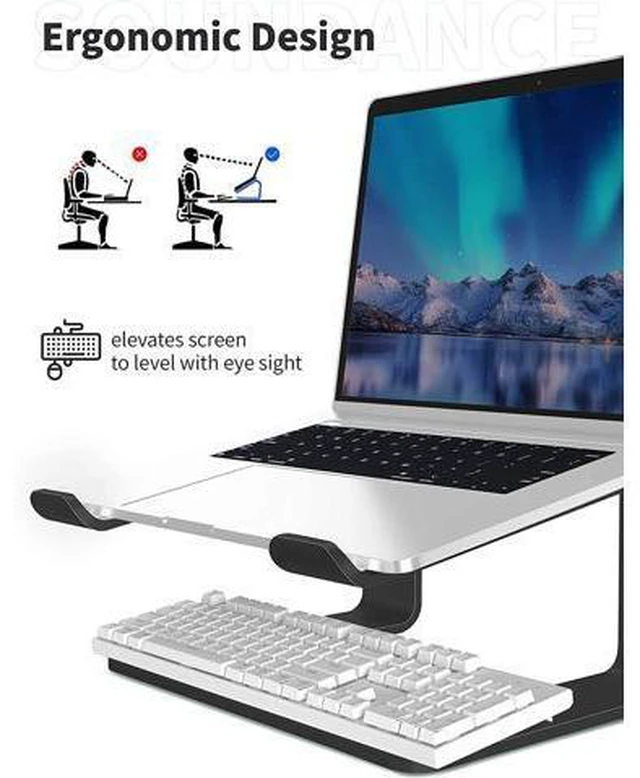 Alt view image 5 of 7 - Laptop Stand, Ergonomic Aluminum Laptop Mount Computer Stand for Desk, Detachable Laptop Riser Notebook Stand Compatible with MacBook Air Pro, Dell XPS, More 10-16" Laptops